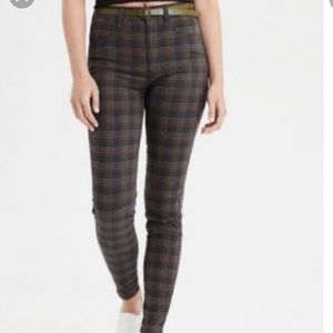 American eagle plaid jeggings size 4!